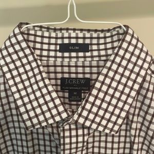 J Crew Burgundy Stripped Slim Fit Flex Wrinkle Free Dress Shirt M
